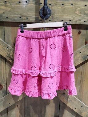 Mini Pink Eyelet Ruffle Skater Skirt Girlie Barbie Candy Beach Classroom Party